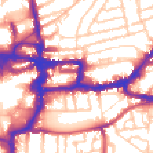Daytime road noise heatmap for KT2 6RJ