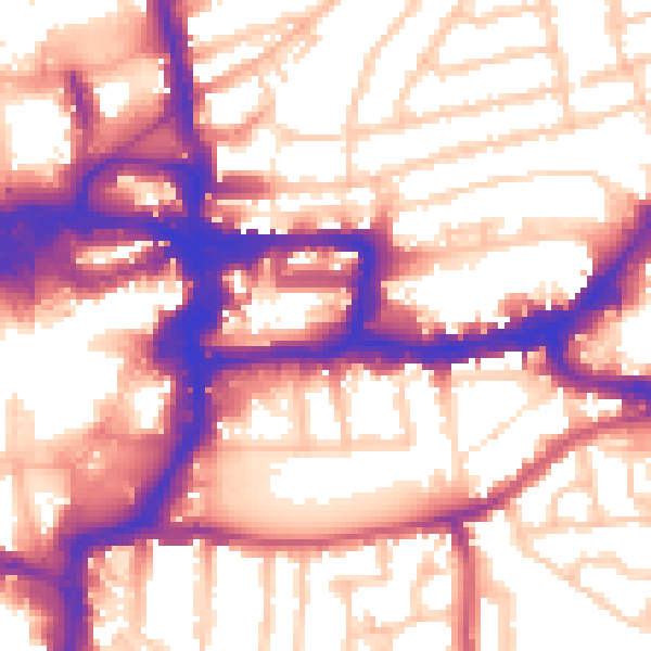 Daytime road noise heatmap for KT2 6RY