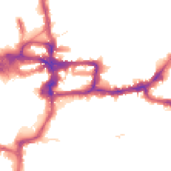 Night-time road noise heatmap for KT2 6RY
