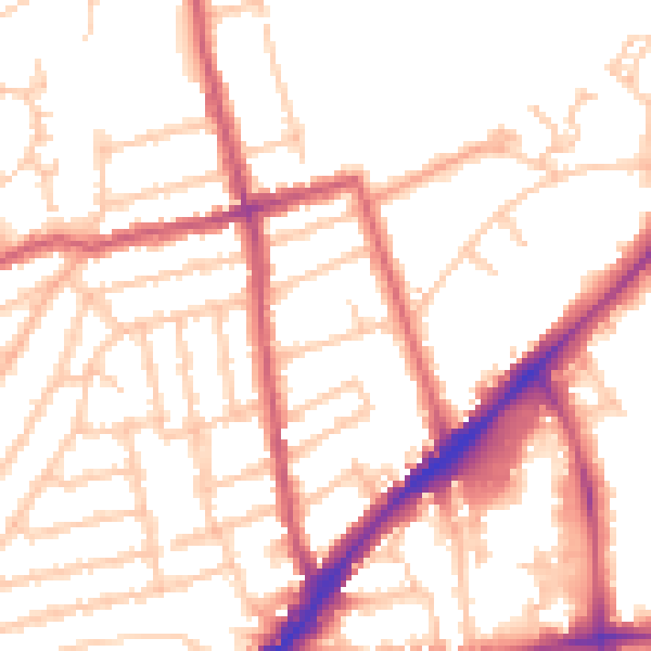 Daytime road noise heatmap for KT2 6SD
