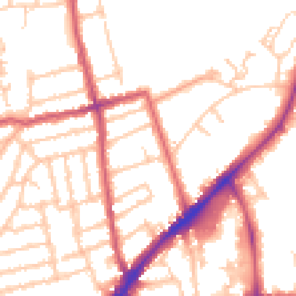 Daytime road noise heatmap for KT2 6SF