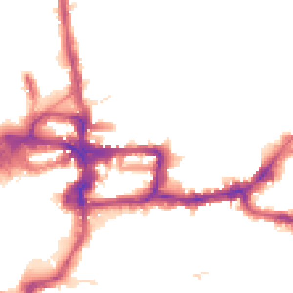 Night-time road noise heatmap for KT2 6SU