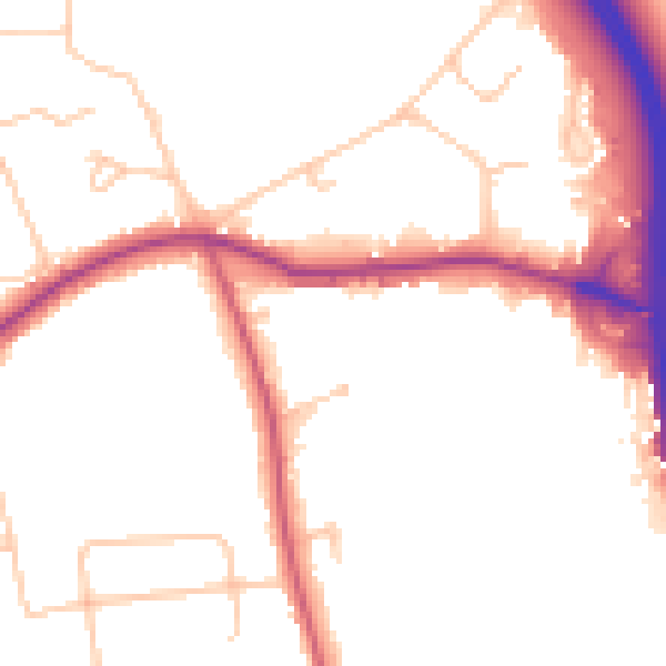 Daytime road noise heatmap for KT2 7DN