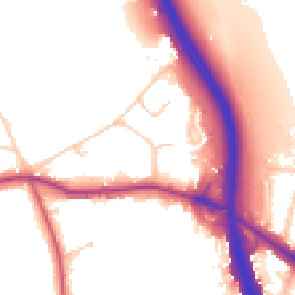 Daytime road noise heatmap for KT2 7EE