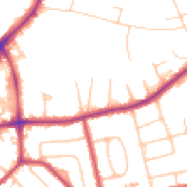 Daytime road noise heatmap for KT2 7EX