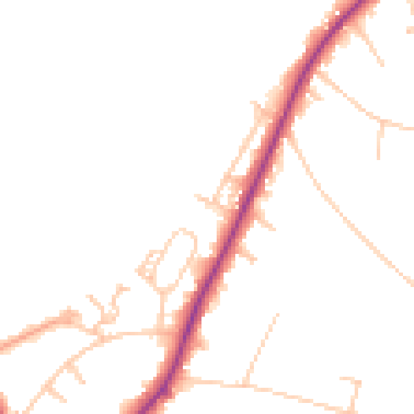 Daytime road noise heatmap for KT2 7LT
