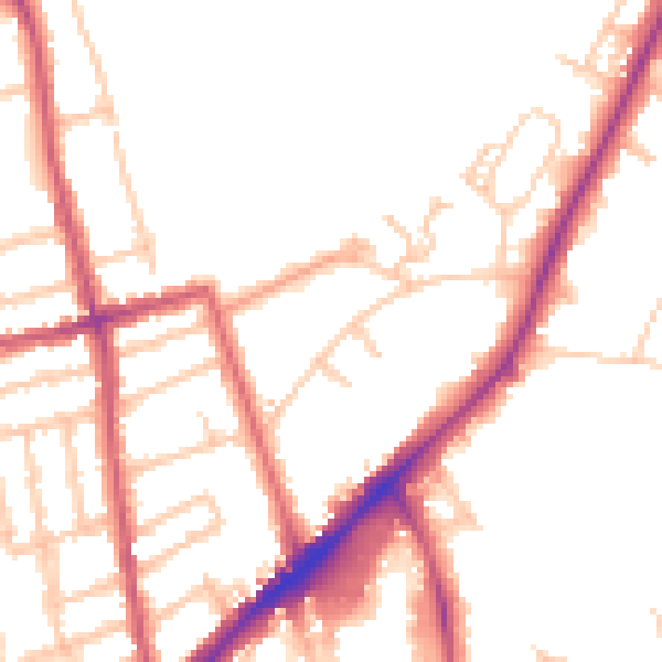 Daytime road noise heatmap for KT2 7RD