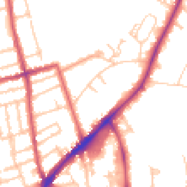 Daytime road noise heatmap for KT2 7RL