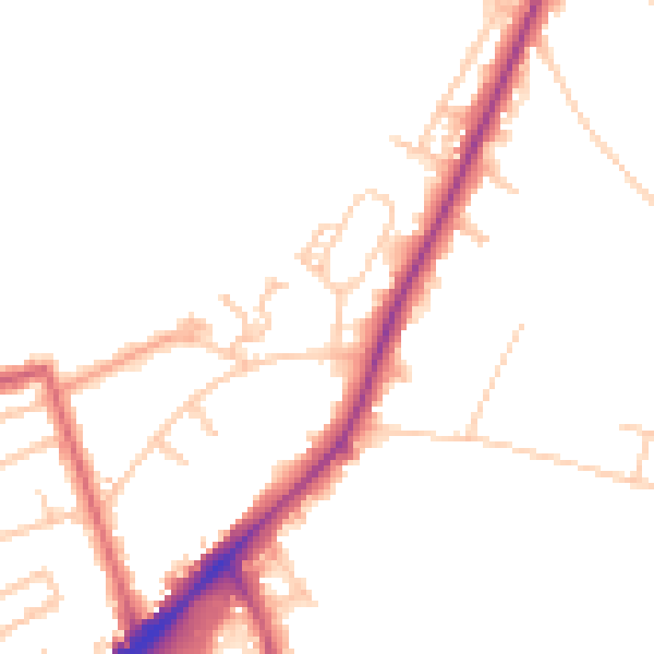 Daytime road noise heatmap for KT2 7RW