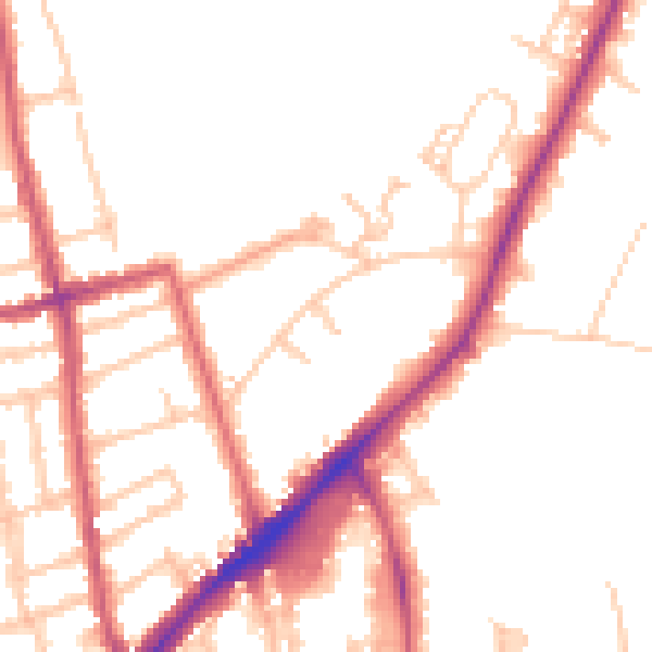 Daytime road noise heatmap for KT2 7TN