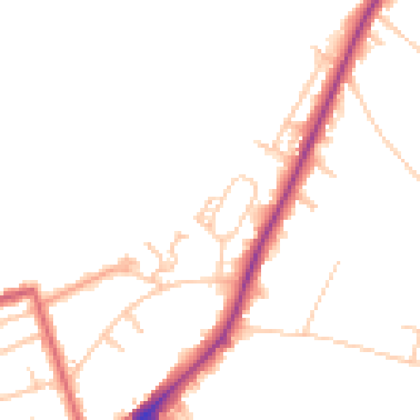 Daytime road noise heatmap for KT2 7TS