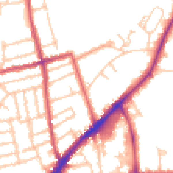 Daytime road noise heatmap for KT2 7UN