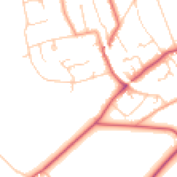 Daytime road noise heatmap for KT20 5BB