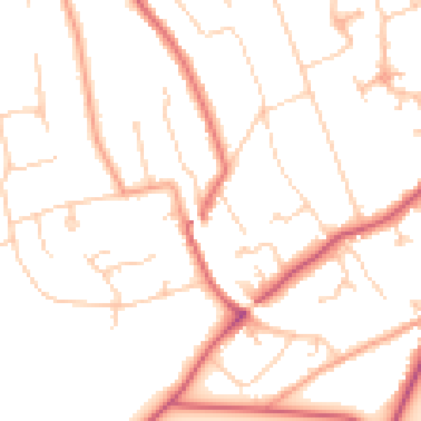 Daytime road noise heatmap for KT20 5SR