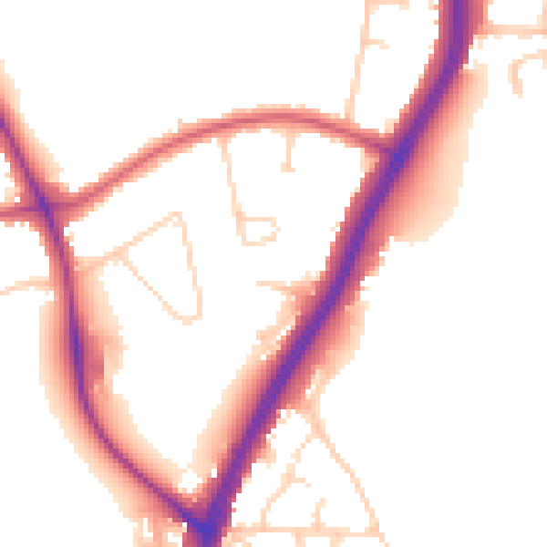 Daytime road noise heatmap for KT20 6AG