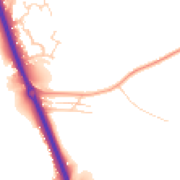 Daytime road noise heatmap for KT20 6RD