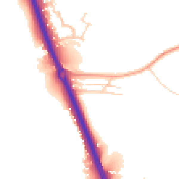 Daytime road noise heatmap for KT20 6RY
