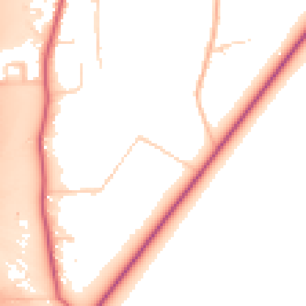 Daytime road noise heatmap for KT20 7QS