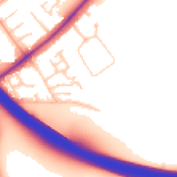Daytime road noise heatmap for KT22 8FE