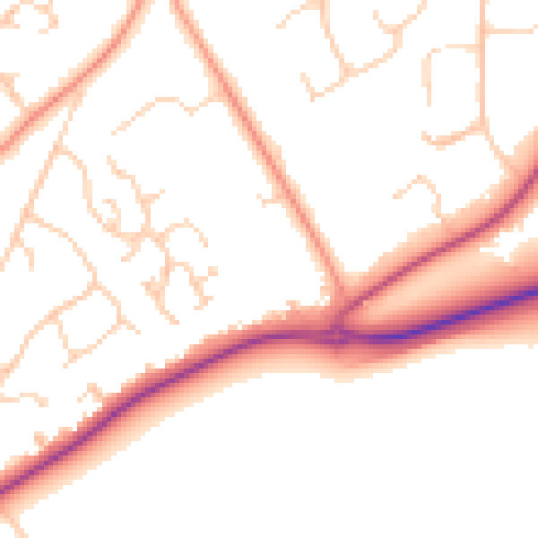 Daytime road noise heatmap for KT22 9BJ