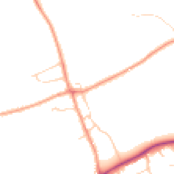 Daytime road noise heatmap for KT24 5AD