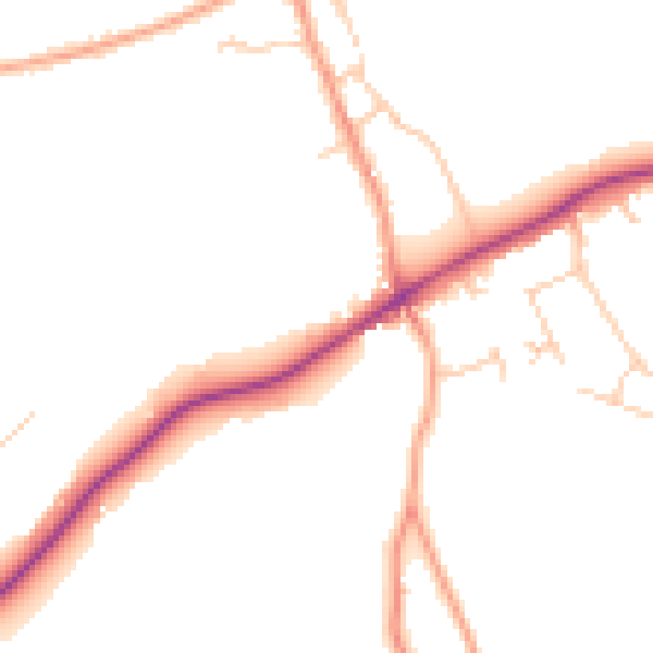 Daytime road noise heatmap for KT24 5AF
