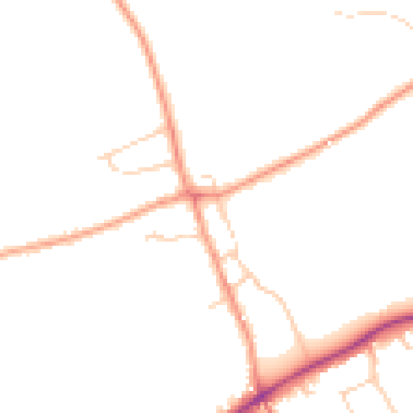 Daytime road noise heatmap for KT24 5AW