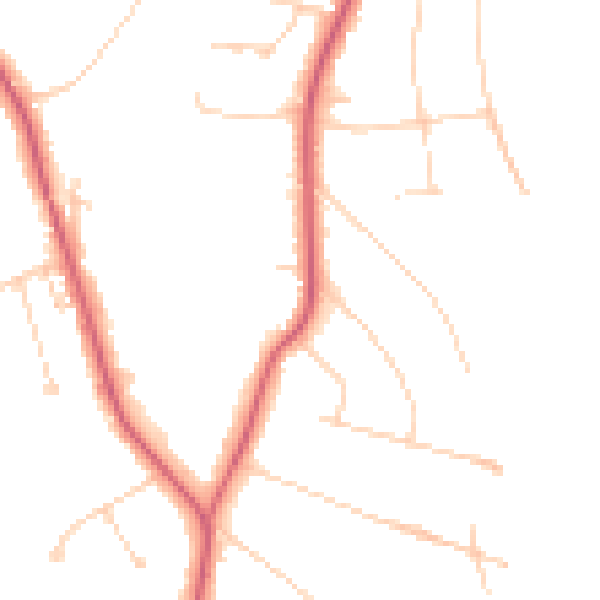 Daytime road noise heatmap for KT24 5BD