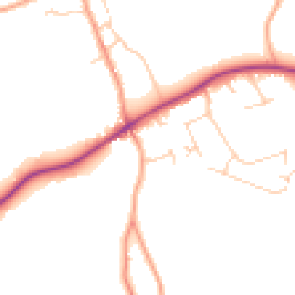 Daytime road noise heatmap for KT24 5BE