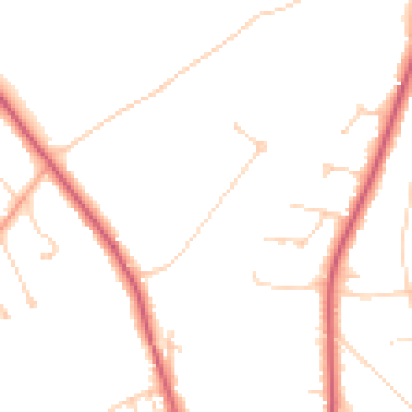 Daytime road noise heatmap for KT24 5BG