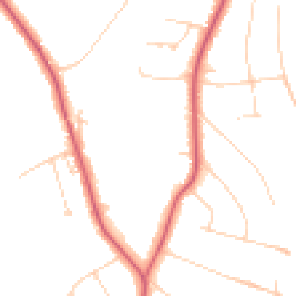 Daytime road noise heatmap for KT24 5BJ