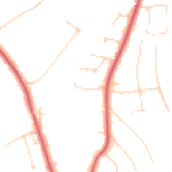 Daytime road noise heatmap for KT24 5BN