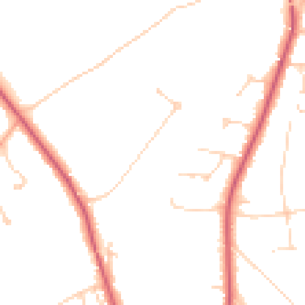 Daytime road noise heatmap for KT24 5BQ