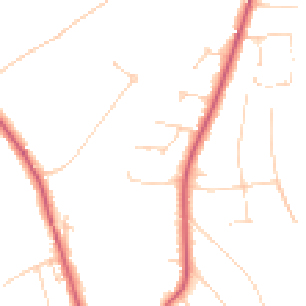 Daytime road noise heatmap for KT24 5BZ
