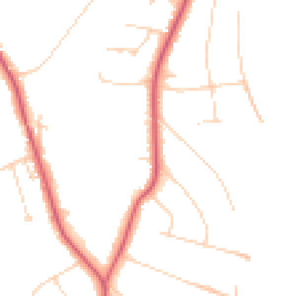 Daytime road noise heatmap for KT24 5DJ