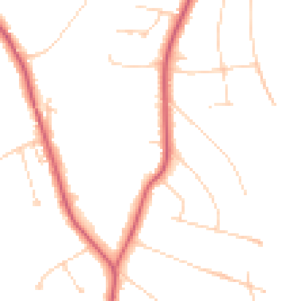 Daytime road noise heatmap for KT24 5DQ