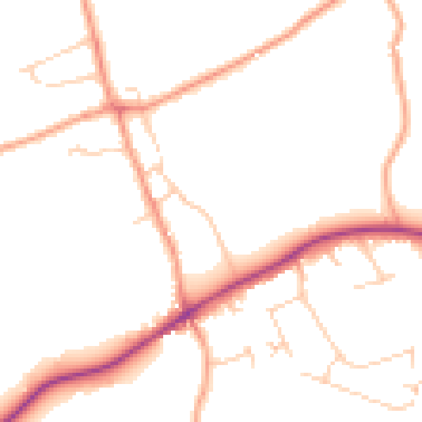 Daytime road noise heatmap for KT24 5GA