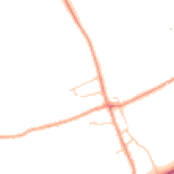 Daytime road noise heatmap for KT24 5JN