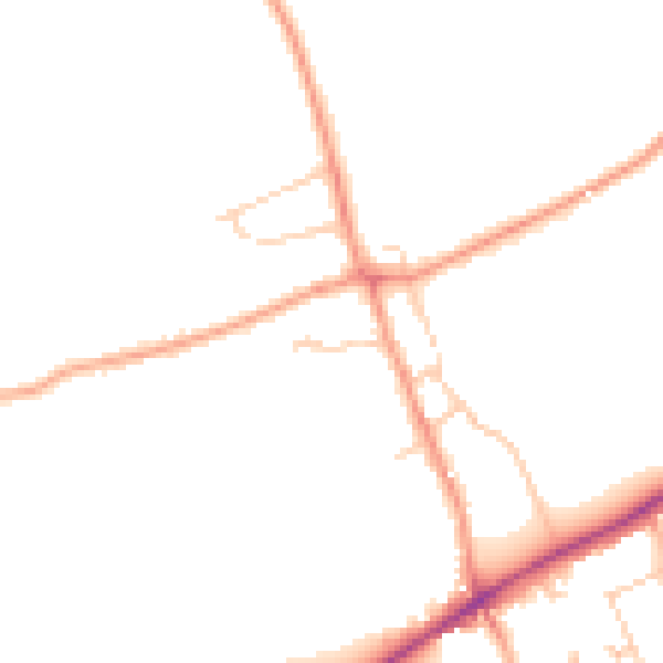 Daytime road noise heatmap for KT24 5LA