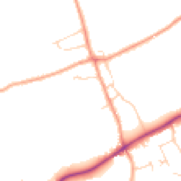 Daytime road noise heatmap for KT24 5LB