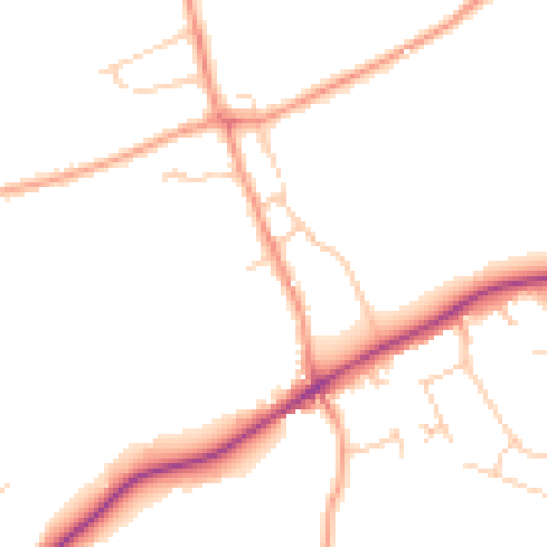 Daytime road noise heatmap for KT24 5LH