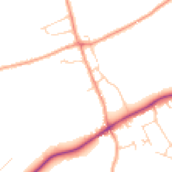 Daytime road noise heatmap for KT24 5LJ