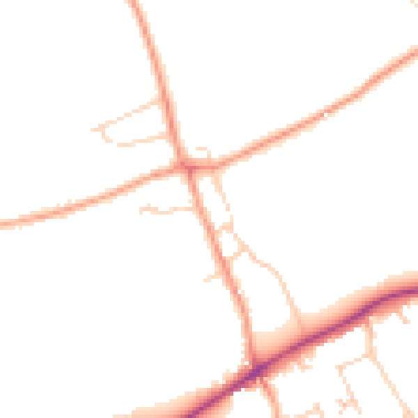 Daytime road noise heatmap for KT24 5LT