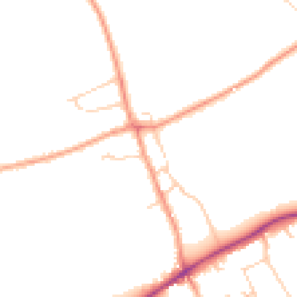 Daytime road noise heatmap for KT24 5LU