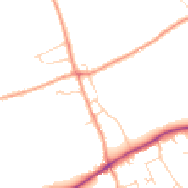 Daytime road noise heatmap for KT24 5LZ