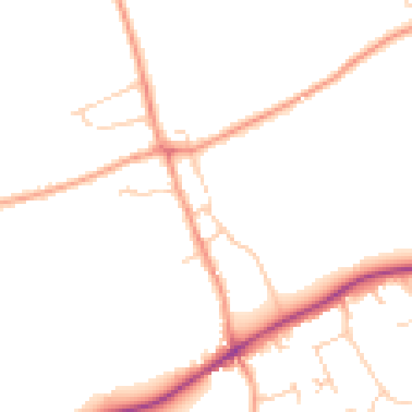 Daytime road noise heatmap for KT24 5NA