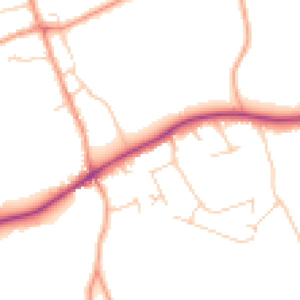 Daytime road noise heatmap for KT24 5NN