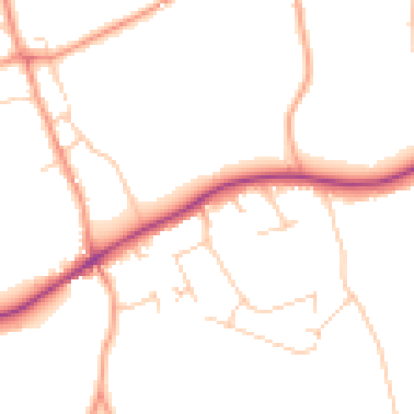 Daytime road noise heatmap for KT24 5NP