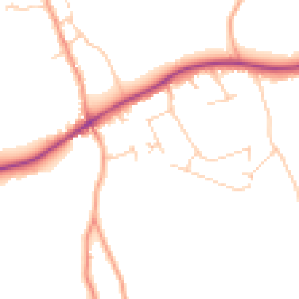 Daytime road noise heatmap for KT24 5NQ