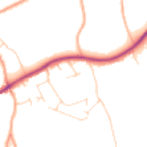 Daytime road noise heatmap for KT24 5NR